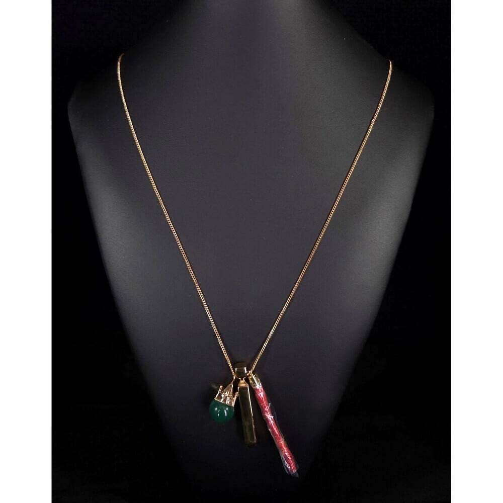 India Hicks Identity Necklace Womens Green Gold Semi Precious Retired Jewelry